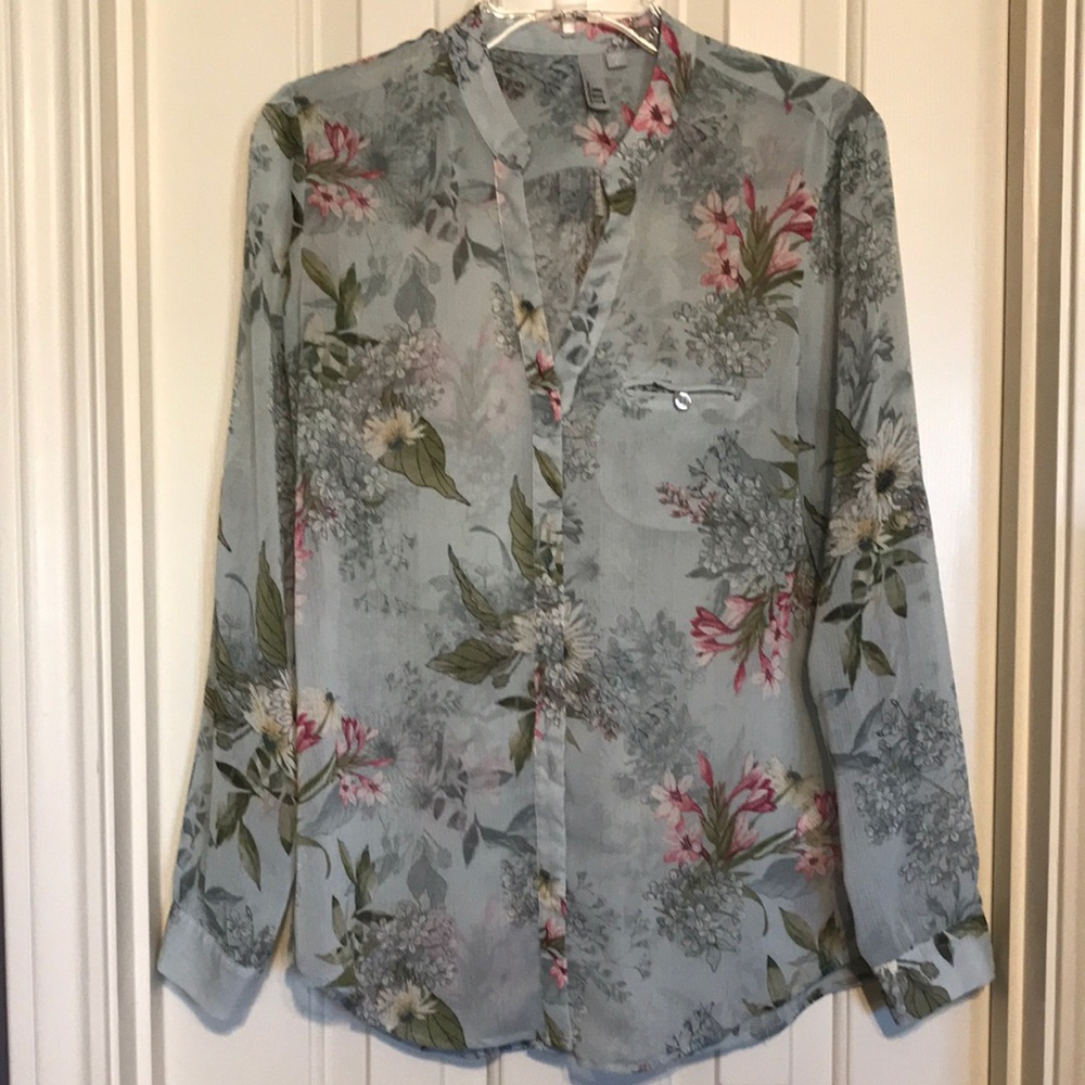 Floral Women's Top - Green and Pink